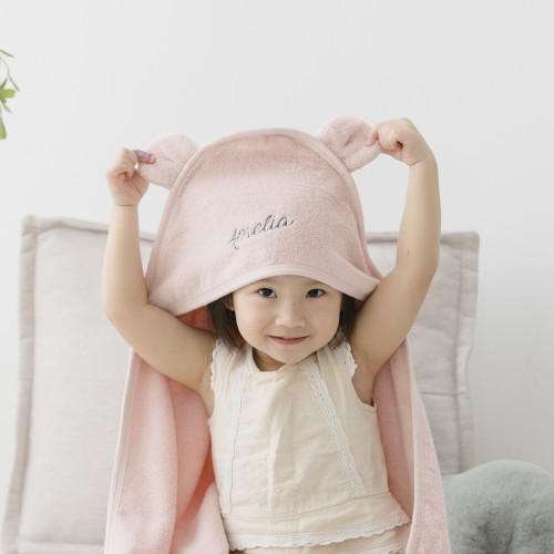 Organic Baby Hooded Towel - Petal 